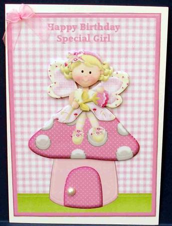 Fairy & Toadstool Gingham Topper & Decoupage - Special Girl by Cheryl French