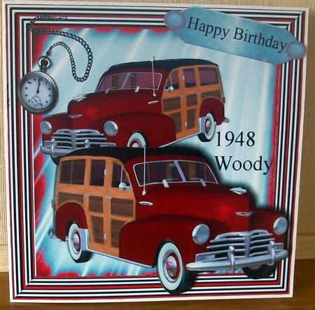 1948 Red Vintage Woody Car, 8x8 Mini Kit by Cheryl French