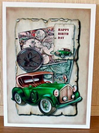 Male Card Vintage Car 2 by Cheryl French