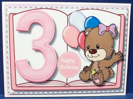 Happy 3rd Birthday , Book Card  by Cheryl French