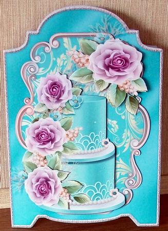 Mini Kit Wedding Cake & Roses Shaped Card by Cheryl French