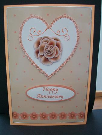 Peach Flower in Jewelled Heart Frame by Cheryl French