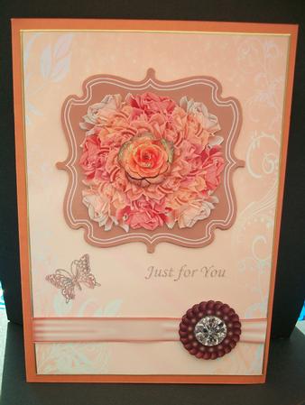 Peach Roses with Butterfly and Jewel by Cheryl French
