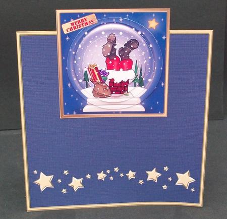 Santa Stuck Snowglobe No-hole Over the Edge Circle Pyramid by Cheryl French
