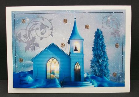 Christmas Church Shell Edged Corner Stacker by Cheryl French