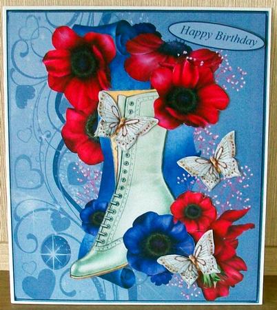 Floral Boot and Butterflies Topper with Decoupage by Cheryl French