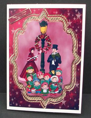 Christmas Choir/carollers A5 with Topper by Cheryl French