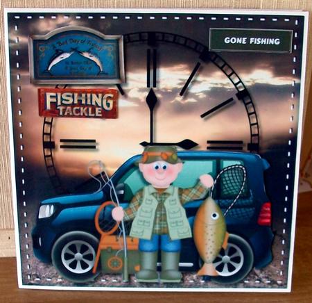 Male Card Gone Fishing by Cheryl French