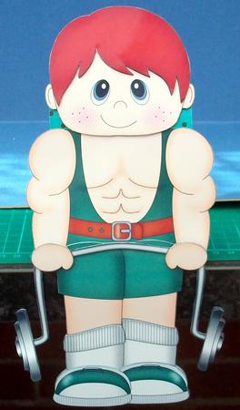 3D on the Shelf Card Kit - Little Weightlifter Boy Joe by Cheryl French