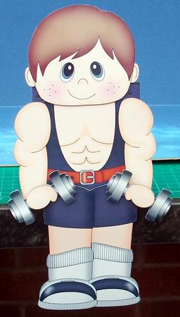 3D on the Shelf Card Kit - Weightlifter Dumbell Boy Dan by Cheryl French