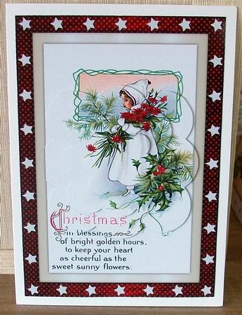 Vintage Christmas Girl with Flowers Scalloped Pyramid by Cheryl French