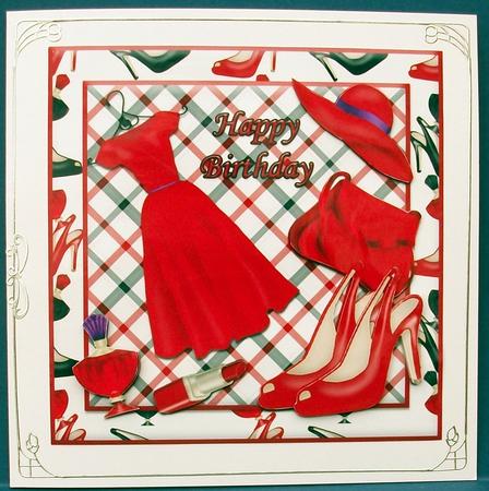 Little Red Dress & Accessories Card Front + Matching Insert by Cheryl French