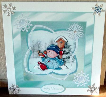 Hello Little Robin 7x7 Card with Decoupage by Cheryl French