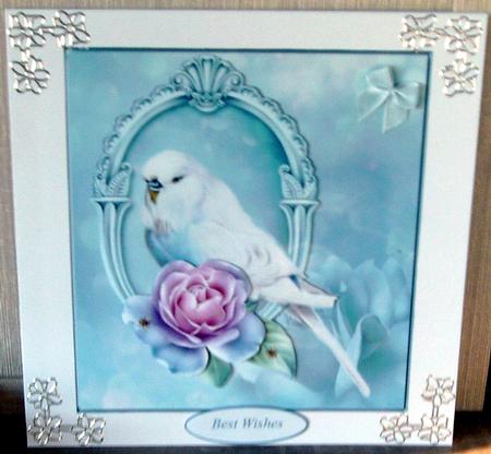 Budgie Rose Fantasy Topper with Decoupage by Cheryl French