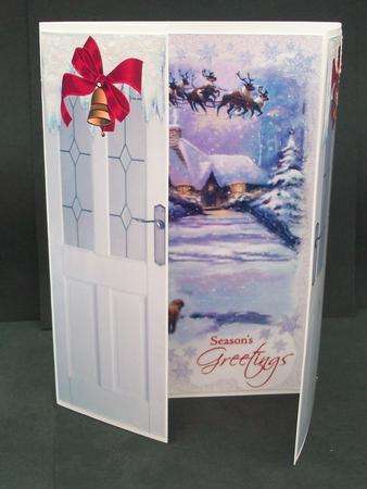 Pretty White Snow Scene with Boy and a Dog, Gatefold by Cheryl French