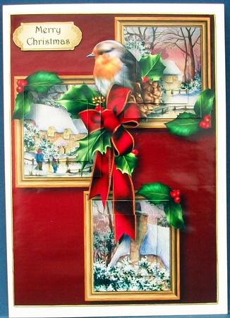 Christmas Robin & Holly Frame Trio by Cheryl French