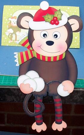 3D on the Shelf Card Kit - Christmas Snowballing Monkey by Cheryl French