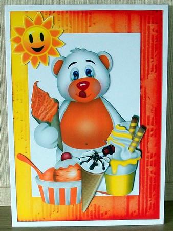 Summer, Sun and Ice Cream Sundaes with Bear by Cheryl French