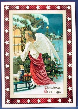 Vintage Christmas Angel at Window Oval Pyramid by Cheryl French