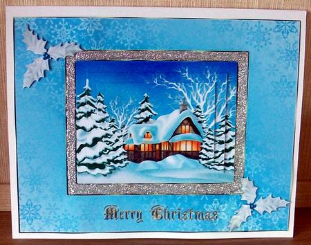Christmas Cottage Pyramid Card by Cheryl French