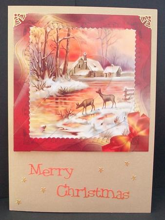 Christmas Sunset Scene Fan Pyramage by Cheryl French