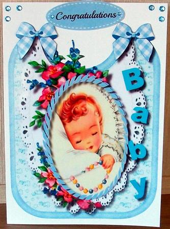 Beautiful Baby Boy on a Square Bib  by Cheryl French