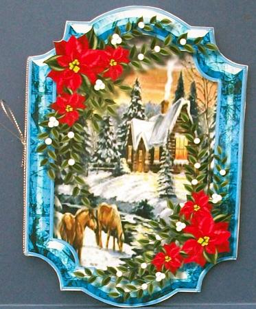 Print, Cut, and Fold, Christmas Bracket with Scene ( Blue) by Cheryl French