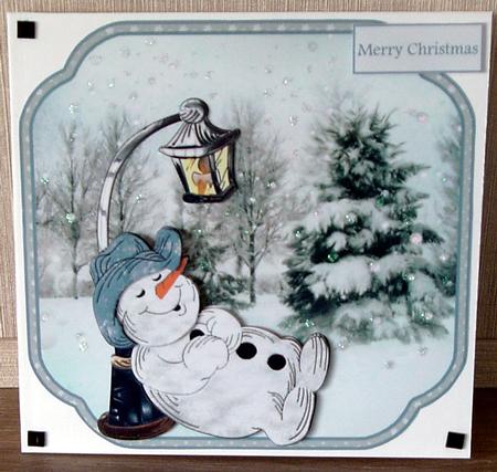 Snowman Napping Card with Decoupage by Cheryl French
