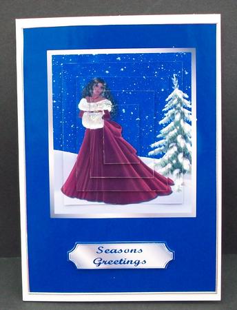 Winter Woman Pyramid Card Decoupage by Cheryl French