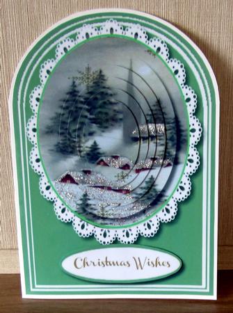 Lovely Shaped Card in Pyramid with Christmas Scene , 1 by Cheryl French