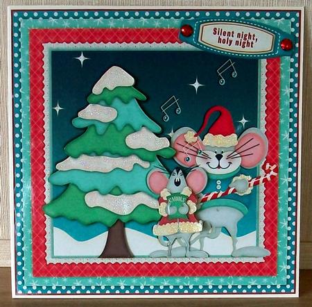 Carol Singer Mice Cardtopper 497 by Cheryl French