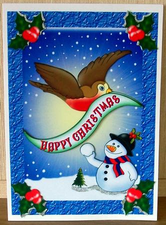Christmas Robin and Snowman by Cheryl French