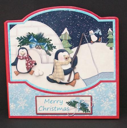 Fishing Penguin and His Friends at Play Quick Card by Cheryl French