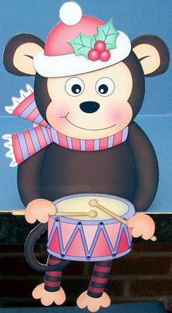 3D on the Shelf Card Kit - Little Christmas Drummer Monkey by Cheryl French