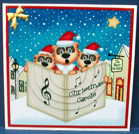 Singing Meerkats Merry Carollers Circle Pyramage Topper by Cheryl French