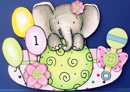 Baby Girl Elephant Rocker Card by Cheryl French