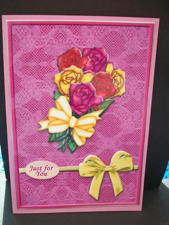Fuschia Pink with Roses and Lace by Cheryl French