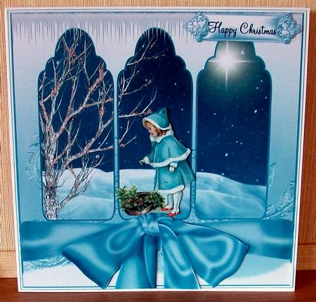 Triple Arch Christmas Snow Scene Card Topper by Cheryl French