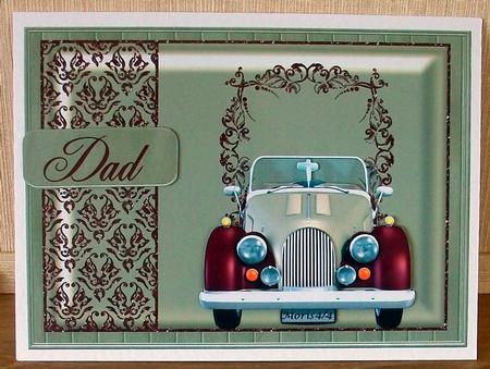 Masculine Morris Car Christmas/birthday Card Topper by Cheryl French