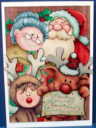 Santa Family Christmas Greeting Card Front by Cheryl French