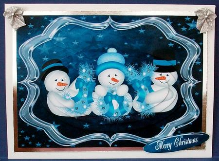 Blue Christmas Snowmen by Cheryl French