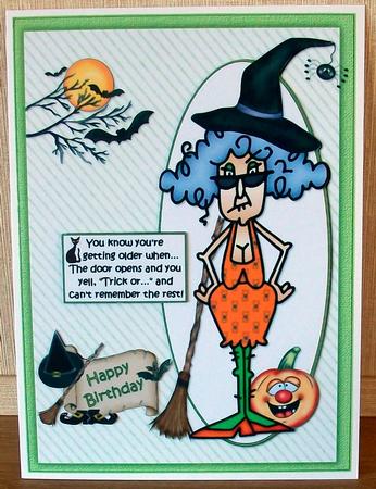 Stella About Getting Older and Halloween Quick Card by Cheryl French
