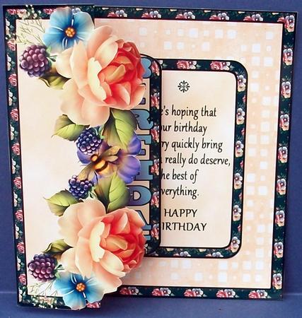 Fold Back Pop-up English Roses Birthday by Cheryl French