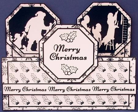 Double Tent Cards- Black & White Christmas by Cheryl French
