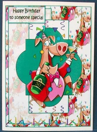 Handsome Pig Celebrates by Cheryl French