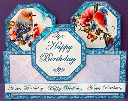 Double Tent Cards- Blue Birds by Cheryl French