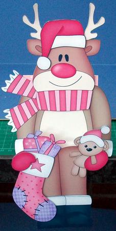 3D on the Shelf Card Kit - Christmas Rudolph's Stocking by Cheryl French