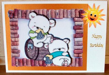 Too Much of the Amber Nectar Cute White Bears in Cork Frame by Cheryl French
