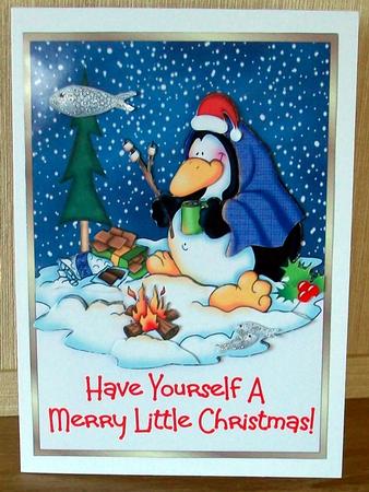 A Merry Little Christmas - Card Front with Decoupage by Cheryl French
