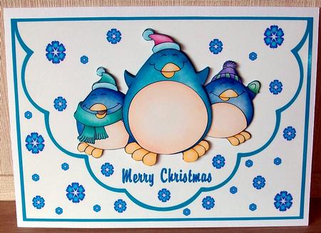 Happy Penguin Faux Envelope Card by Cheryl French